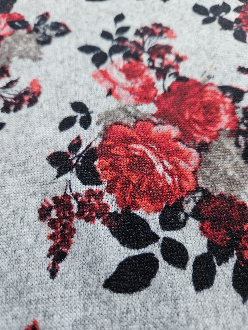 NWT Deadstock Sears Canada Floral Bell Sleeve A-Line Tunic Dress Grey Red XL - Picture 10 of 12